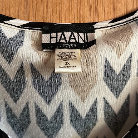 •HAANI•NWT WOMENS IVORY, BLACK & GOLD BOHO TRIBAL ARROW PRINT MIDI DRESS SIZE 2X - Picture 4 of 9